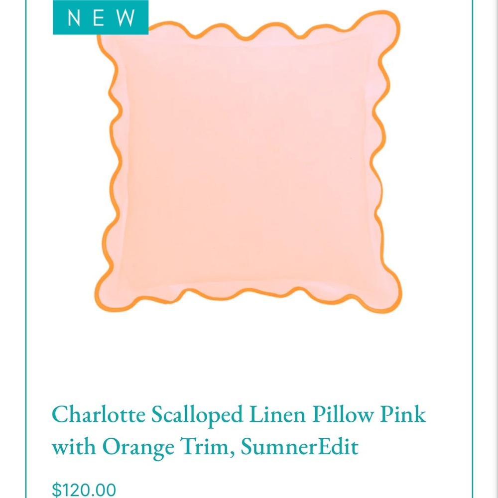 NWT Laura Park Designs Scalloped Edge Linen Pillow Case - Lavender